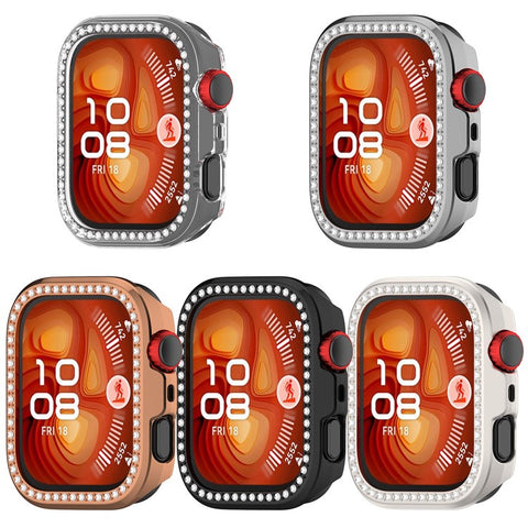For Huawei Watch Fit 4 Clear Watch Case Rhinestone Decorative Hollow Design PC Watch Cover