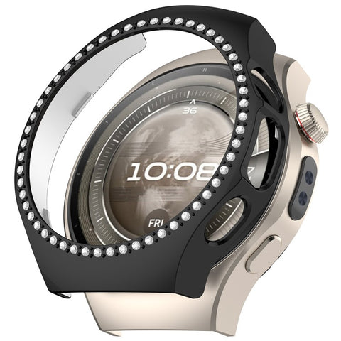 For Huawei Watch 5 42mm Watch Case Rhinestone Decor Hollow Electroplating PC Watch Cover