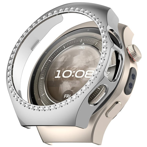 For Huawei Watch 5 42mm Watch Case Rhinestone Decor Hollow Electroplating PC Watch Cover