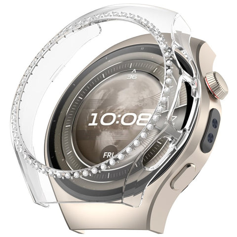 For Huawei Watch 5 42mm Watch Case Rhinestone Decor Hollow Electroplating PC Watch Cover