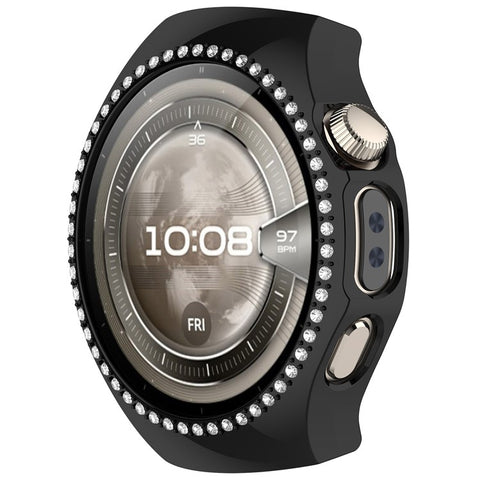 For Huawei Watch 5 46mm Watch Case Rhinestone Decor Hollow Electroplating PC Watch Cover