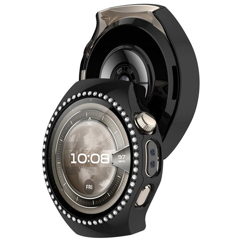 For Huawei Watch 5 46mm Watch Case Rhinestone Decor Hollow Electroplating PC Watch Cover