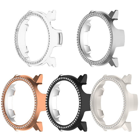 For Coros Pace Pro Watch Case Rhinestone Decor Hollow Electroplating PC Watch Cover