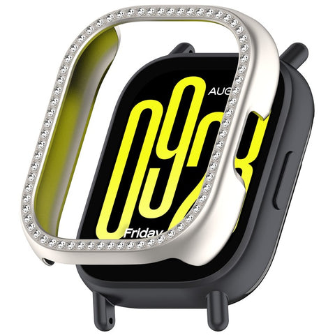 For Xiaomi Redmi Watch 5 Active Watch Case Rhinestone Decor Hollow Electroplating PC Watch Cover