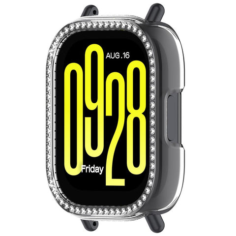For Xiaomi Redmi Watch 5 Active Clear Watch Case Rhinestone Decorative Hollow Design PC Watch Cover