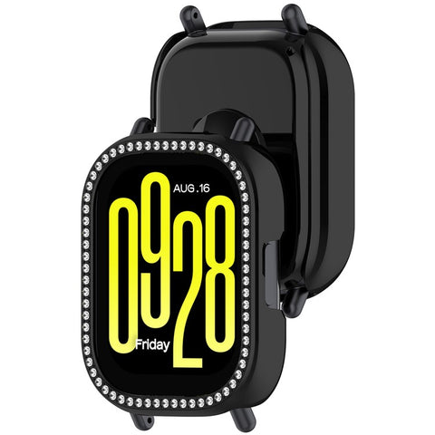 For Xiaomi Redmi Watch 5 Lite Watch Case Rhinestone Decor Hollow Electroplating PC Watch Cover
