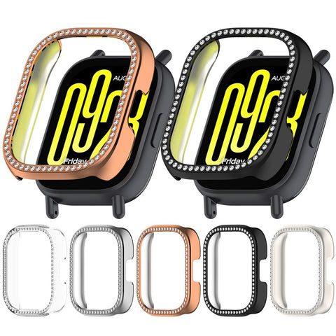 For Xiaomi Redmi Watch 5 Lite Watch Case Rhinestone Decor Hollow Electroplating PC Watch Cover