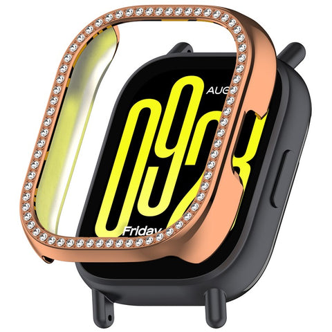 For Xiaomi Redmi Watch 5 Lite Watch Case Rhinestone Decor Hollow Electroplating PC Watch Cover