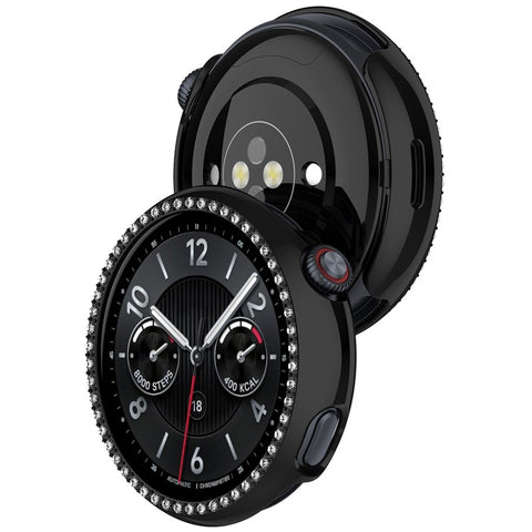 For vivo Watch 5 Watch Case Rhinestone Decor Hollow Electroplating PC Watch Cover