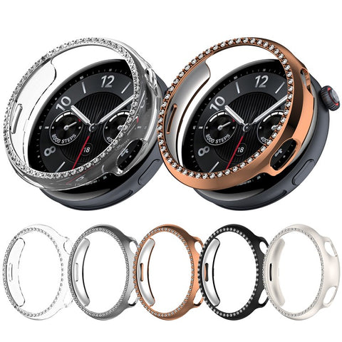 For vivo Watch 5 Watch Case Rhinestone Decor Hollow Electroplating PC Watch Cover