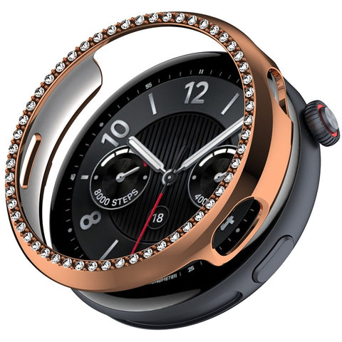 For vivo Watch 5 Watch Case Rhinestone Decor Hollow Electroplating PC Watch Cover