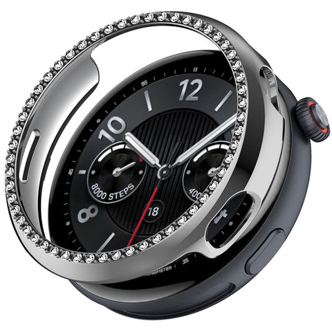 For vivo Watch 5 Watch Case Rhinestone Decor Hollow Electroplating PC Watch Cover