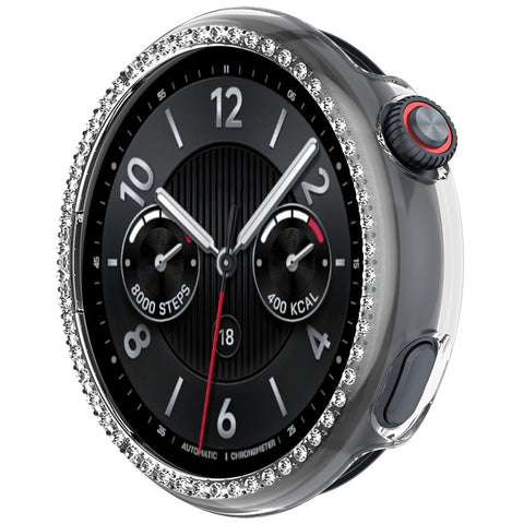 For vivo Watch 5 Clear Watch Case Rhinestone Decorative Hollow Design PC Watch Cover