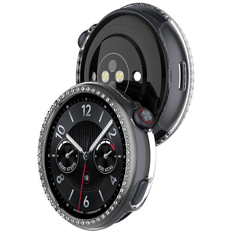 For vivo Watch 5 Clear Watch Case Rhinestone Decorative Hollow Design PC Watch Cover