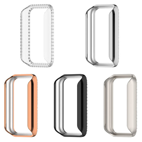 For Honor Band 10 Watch Case Rhinestone Decor Hollow Electroplating PC Watch Cover