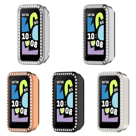 For Honor Band 10 Watch Case Rhinestone Decor Hollow Electroplating PC Watch Cover