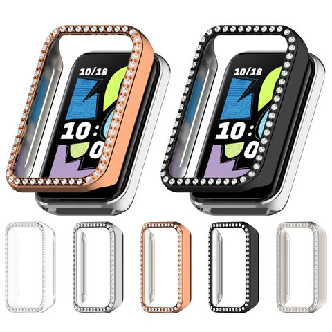 For Honor Band 10 Clear Watch Case Rhinestone Decorative Hollow Design PC Watch Cover