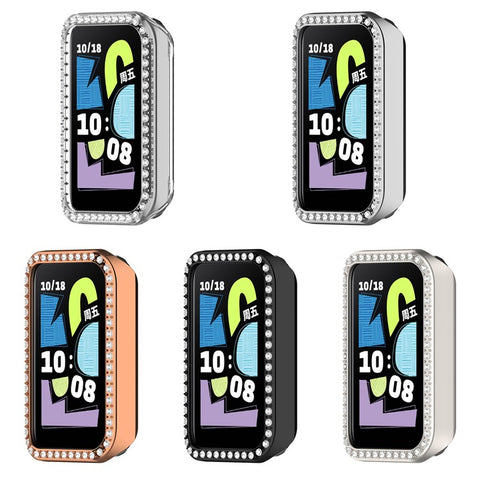 For Honor Band 10 Clear Watch Case Rhinestone Decorative Hollow Design PC Watch Cover