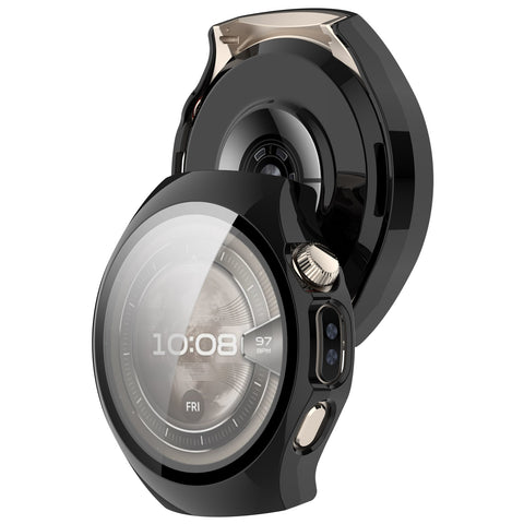 WANLONFENG For Huawei Watch 5 46mm Watch Case  PC Frame Cover with Tempered Glass Screen Protector