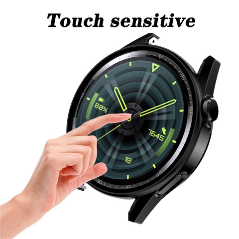 Scratch-proof Electroplating Frosted Watch Case Frame with Tempered Glass Screen Protective Film for Huawei Watch GT 3 46mm