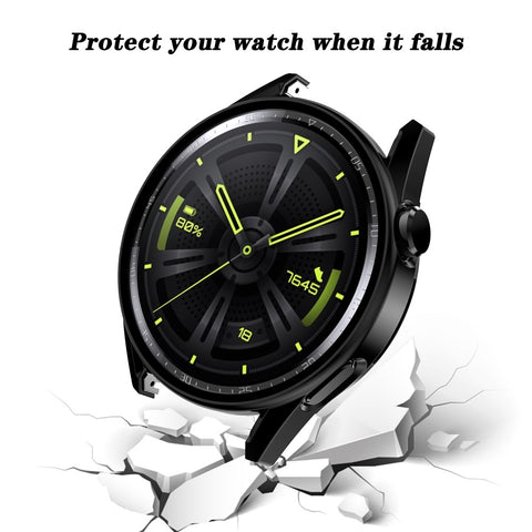 Scratch-proof Electroplating Frosted Watch Case Frame with Tempered Glass Screen Protective Film for Huawei Watch GT 3 46mm