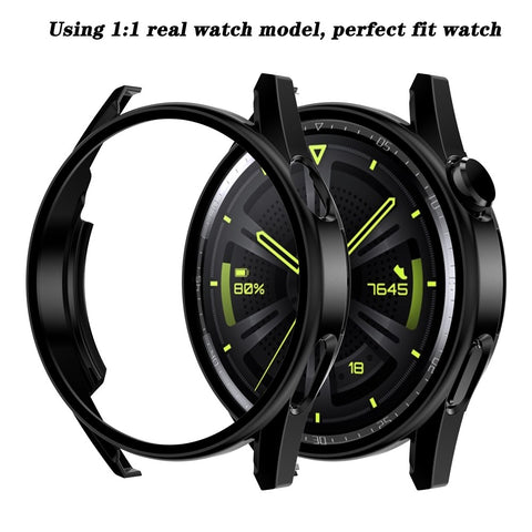 Scratch-proof Electroplating Frosted Watch Case Frame with Tempered Glass Screen Protective Film for Huawei Watch GT 3 46mm
