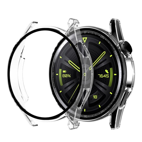 Scratch-proof Electroplating Frosted Watch Case Frame with Tempered Glass Screen Protective Film for Huawei Watch GT 3 46mm