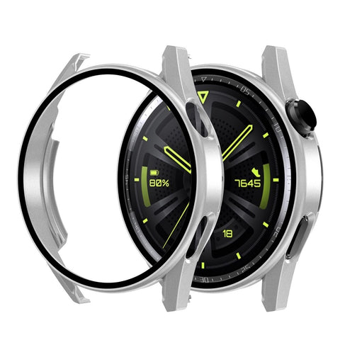 Scratch-proof Electroplating Frosted Watch Case Frame with Tempered Glass Screen Protective Film for Huawei Watch GT 3 46mm