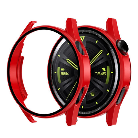 Scratch-proof Electroplating Frosted Watch Case Frame with Tempered Glass Screen Protective Film for Huawei Watch GT 3 46mm