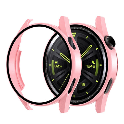 Scratch-proof Electroplating Frosted Watch Case Frame with Tempered Glass Screen Protective Film for Huawei Watch GT 3 46mm