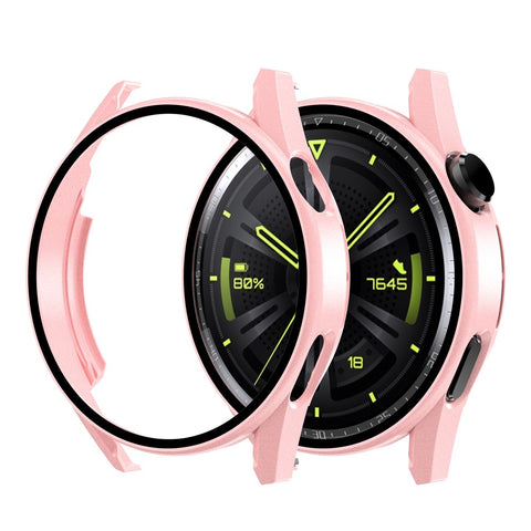 Scratch-proof Electroplating Frosted Watch Case Frame with Tempered Glass Screen Protective Film for Huawei Watch GT 3 46mm