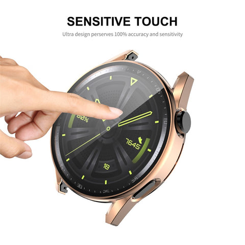 ENKAY HAT PRINCE for Huawei Watch GT 3 46mm Anti-scratch 9H Tempered Glass Screen Protector Electroplating Hard PC Watch Case
