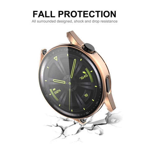 ENKAY HAT PRINCE for Huawei Watch GT 3 46mm Anti-scratch 9H Tempered Glass Screen Protector Electroplating Hard PC Watch Case