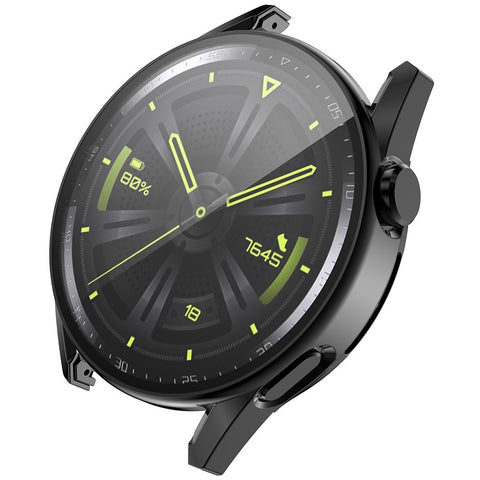 ENKAY HAT PRINCE for Huawei Watch GT 3 46mm Anti-scratch 9H Tempered Glass Screen Protector Electroplating Hard PC Watch Case