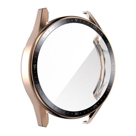 ENKAY HAT PRINCE for Huawei Watch GT 3 46mm 9H Tempered Glass Screen Protector Scale Design Electroplating Hard PC Watch Protective Case