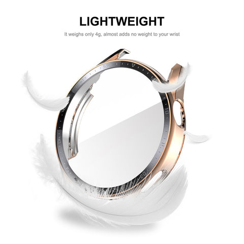 ENKAY HAT PRINCE for Huawei Watch GT 3 46mm 9H Tempered Glass Screen Protector Scale Design Electroplating Hard PC Watch Protective Case