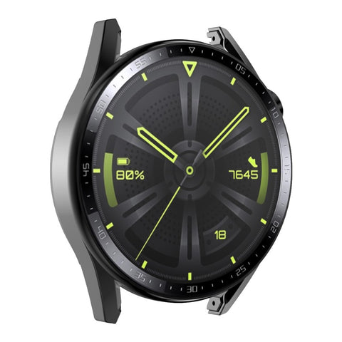 ENKAY HAT PRINCE for Huawei Watch GT 3 46mm 9H Tempered Glass Screen Protector Scale Design Electroplating Hard PC Watch Protective Case