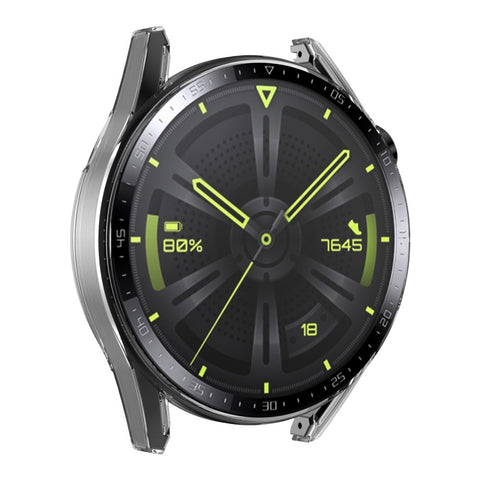 ENKAY HAT PRINCE for Huawei Watch GT 3 46mm 9H Tempered Glass Screen Protector Scale Design Electroplating Hard PC Watch Protective Case