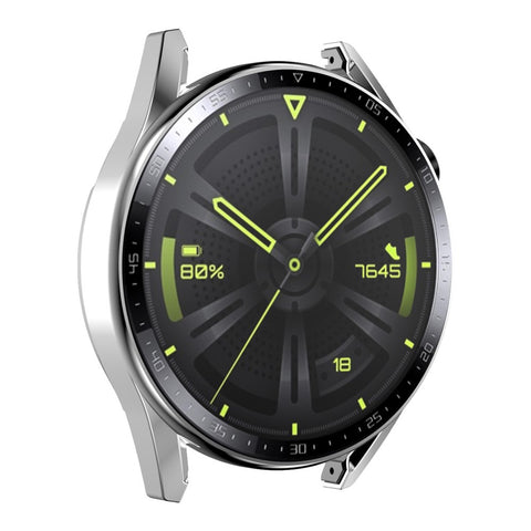 ENKAY HAT PRINCE for Huawei Watch GT 3 46mm 9H Tempered Glass Screen Protector Scale Design Electroplating Hard PC Watch Protective Case