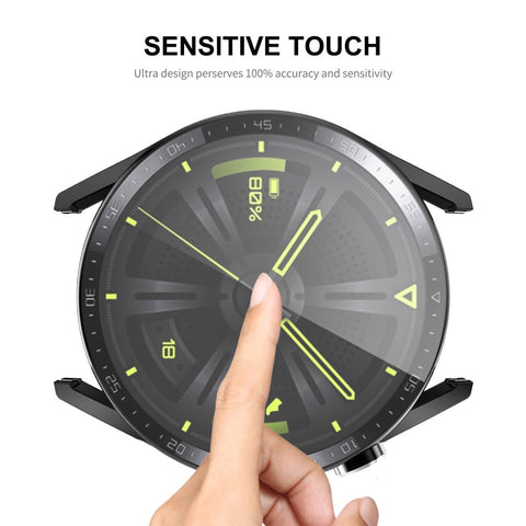ENKAY HAT PRINCE for Huawei Watch GT 3 46mm Matte Rubberized Hard PC Watch Case with Scale + 9H Tempered Glass Screen Protector