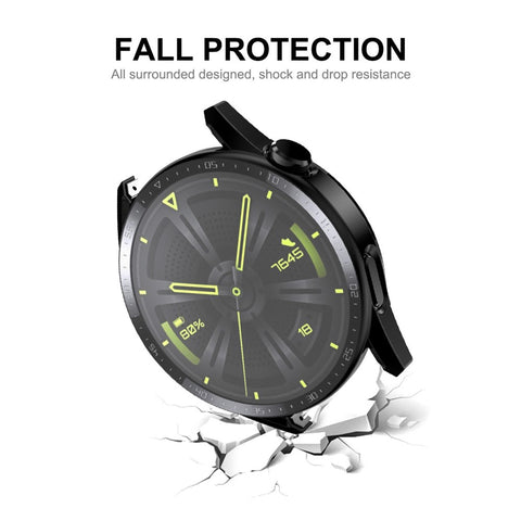 ENKAY HAT PRINCE for Huawei Watch GT 3 46mm Matte Rubberized Hard PC Watch Case with Scale + 9H Tempered Glass Screen Protector