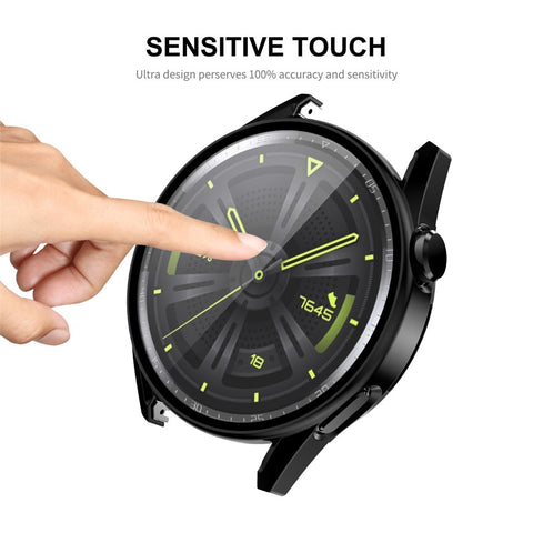 ENKAY HAT PRINCE for Huawei Watch GT 3 46mm 9H Tempered Glass Screen Protector Matte Rubberized Hard PC Watch Case