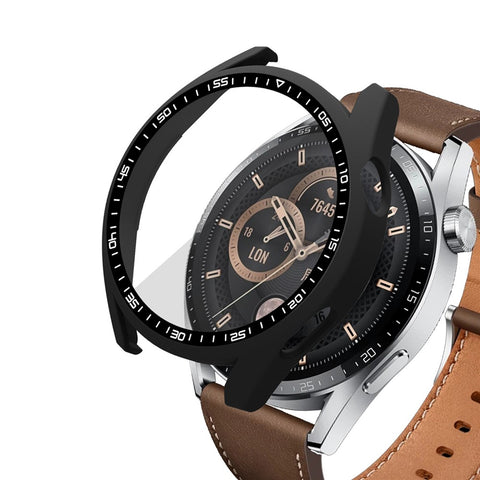 For Huawei Watch GT 3 46mm Shockproof Hard PC Frame Protective Shell with Anti-Scratch HD Tempered Glass Screen Protector