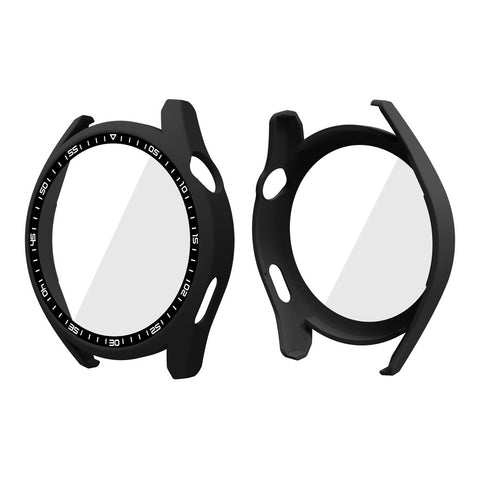 For Huawei Watch GT 3 46mm Shockproof Hard PC Frame Protective Shell with Anti-Scratch HD Tempered Glass Screen Protector