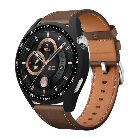 For Huawei Watch GT 3 46mm Shockproof Hard PC Frame Protective Shell with Anti-Scratch HD Tempered Glass Screen Protector