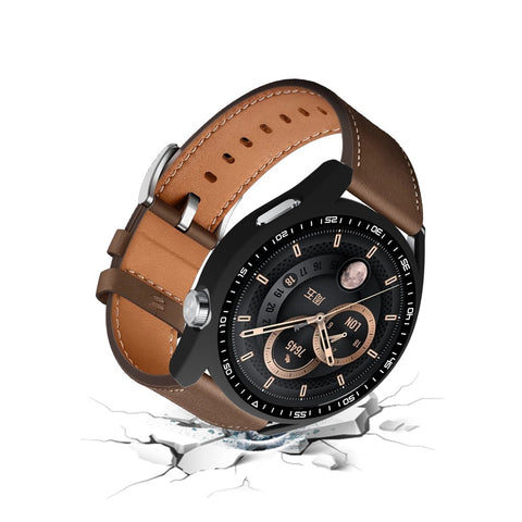 For Huawei Watch GT 3 46mm Shockproof Hard PC Frame Protective Shell with Anti-Scratch HD Tempered Glass Screen Protector