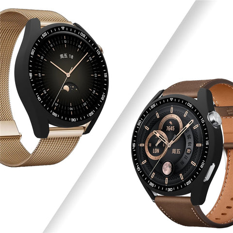 For Huawei Watch GT 3 46mm Shockproof Hard PC Frame Protective Shell with Anti-Scratch HD Tempered Glass Screen Protector