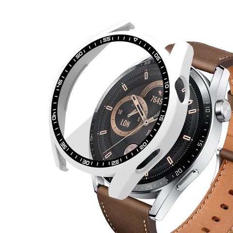 For Huawei Watch GT 3 46mm Shockproof Hard PC Frame Protective Shell with Anti-Scratch HD Tempered Glass Screen Protector