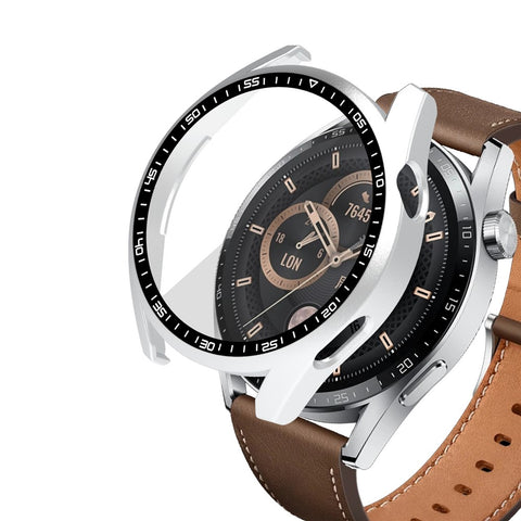 For Huawei Watch GT 3 46mm Shockproof Hard PC Frame Protective Shell with Anti-Scratch HD Tempered Glass Screen Protector