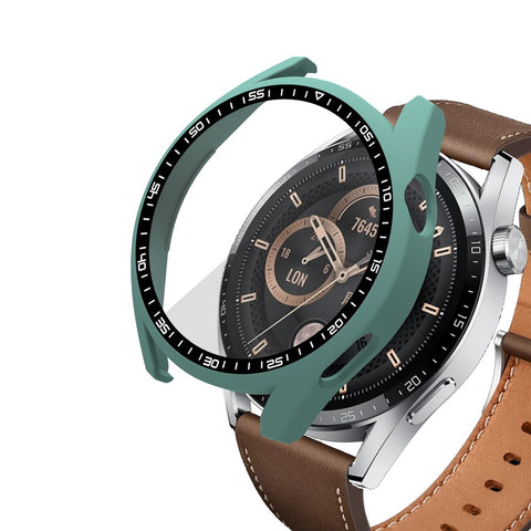 For Huawei Watch GT 3 46mm Shockproof Hard PC Frame Protective Shell with Anti-Scratch HD Tempered Glass Screen Protector